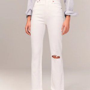 Ankle Straight Ultra High Rise White Jeans Abercrombie